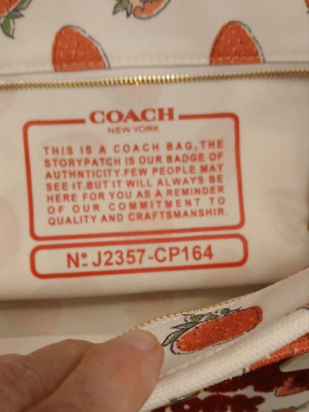 Coach White Canvas Tote with Red Strawberry Motif - Picture 2 of 8
